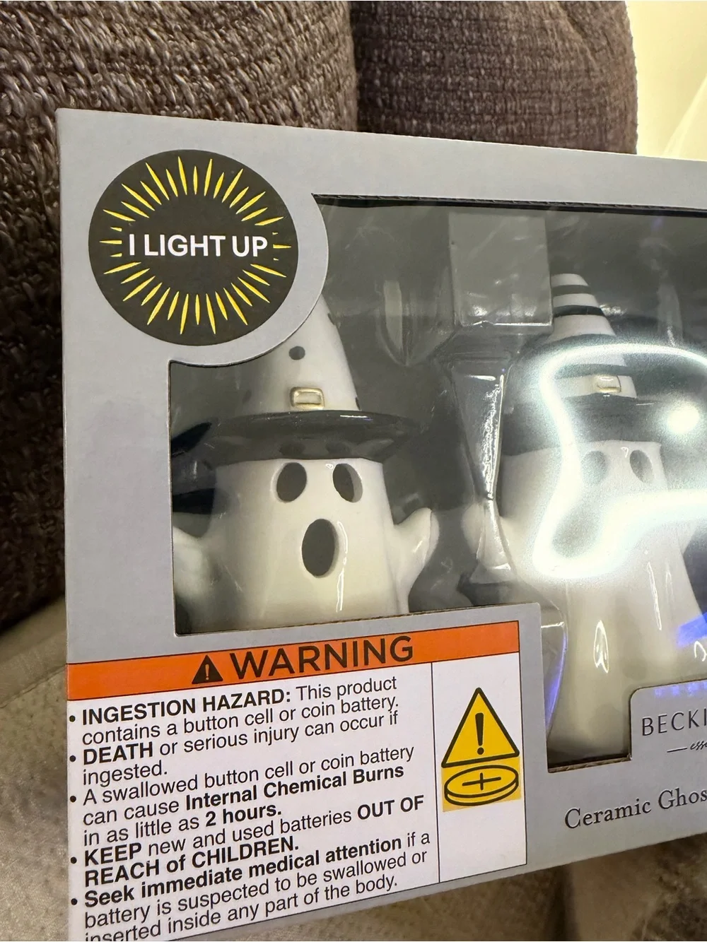 Ceramic LED Ghost Trio Halloween ghosts black white Becki Owens